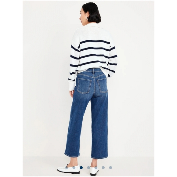 Old Navy High-Waisted Wow Crop Wide-Leg Jeans Dark Wash Size 6 - Picture 13 of 15